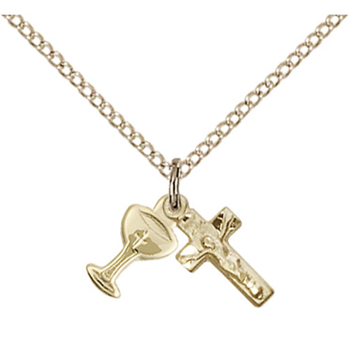 Gold Filled Sterling Silver Chalice and Crucifix Necklace