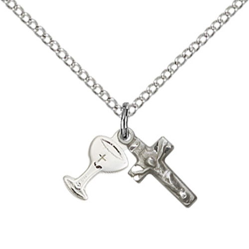 Sterling Silver Chalice and Crucifix Necklace