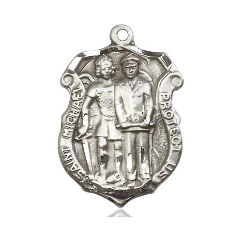 Sterling Silver 1 1/4in St Michael Police Shield Medal