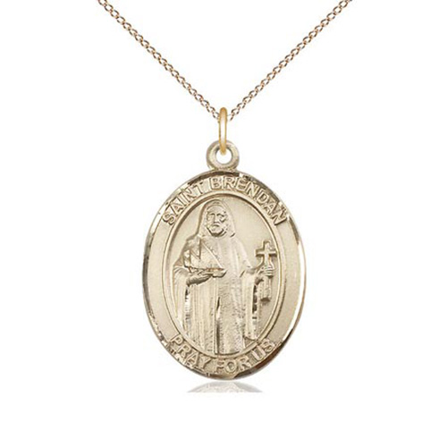 Gold Filled 1in St Brendan Medal & 18in Chain