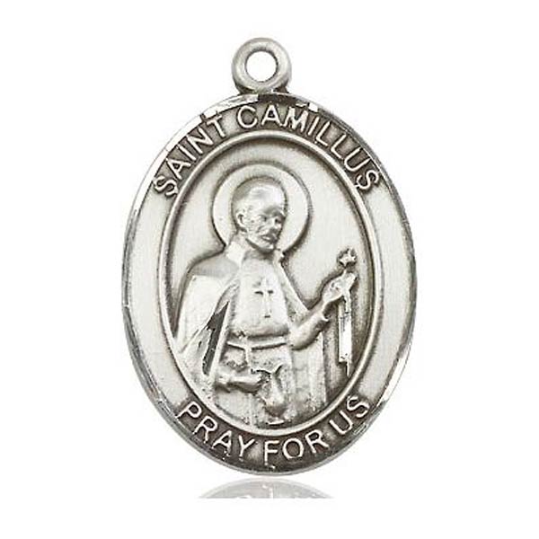 Sterling Silver Oval St Camillus Medal 1in