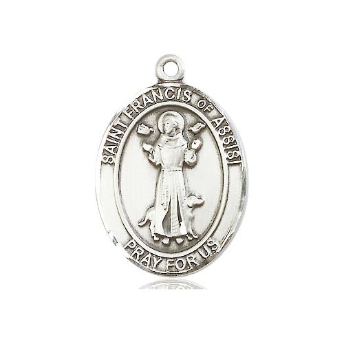 Sterling Silver Oval St Francis Medal 1in