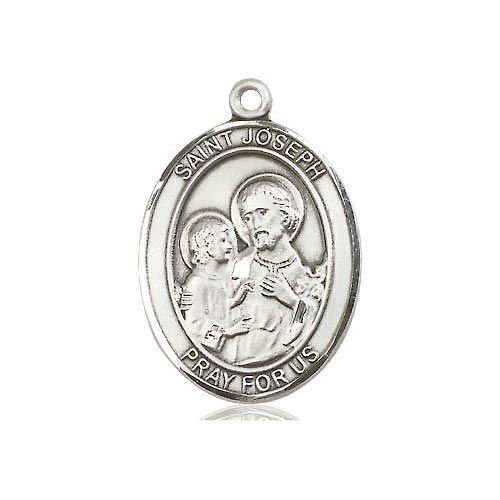 Sterling Silver Oval St Joseph Medal 1in