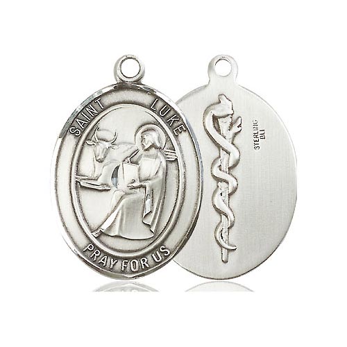 Sterling Silver Oval St Luke the Apostle & Doctor Medal 1in