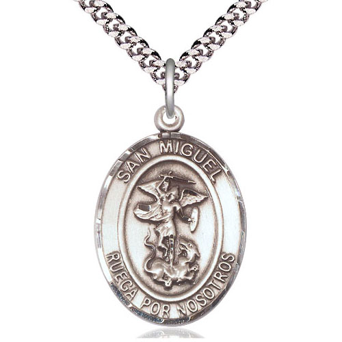 Sterling Silver San Miguel Medal & 24in Chain