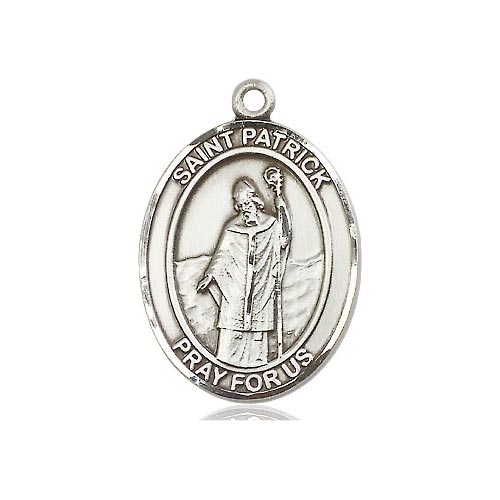 Sterling Silver Oval St Patrick Medal 1in