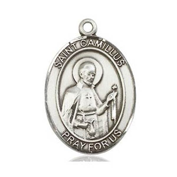 Sterling Silver Oval St Camillus Medal 3/4in