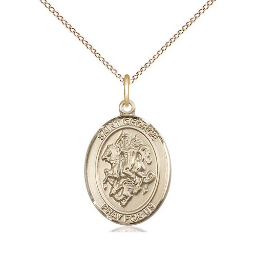 Gold Filled 3/4in St George Medal & 18in Chain