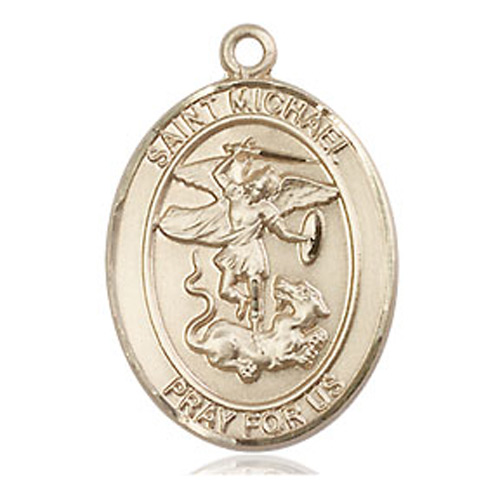 Gold Filled 3/4in Oval St Michael Medal