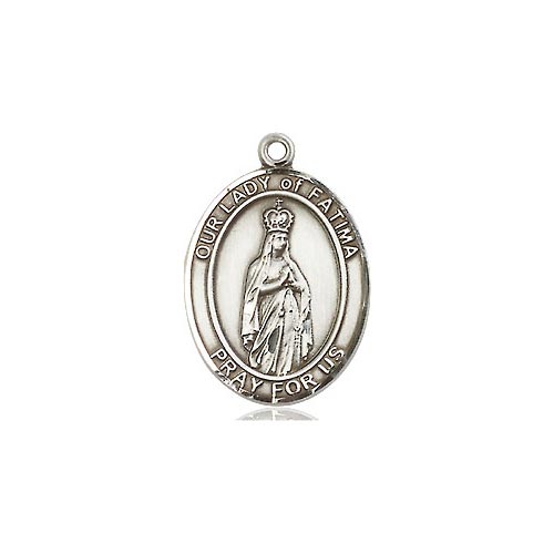 Sterling Silver Oval Our Lady of Fatima Medal 3/4in
