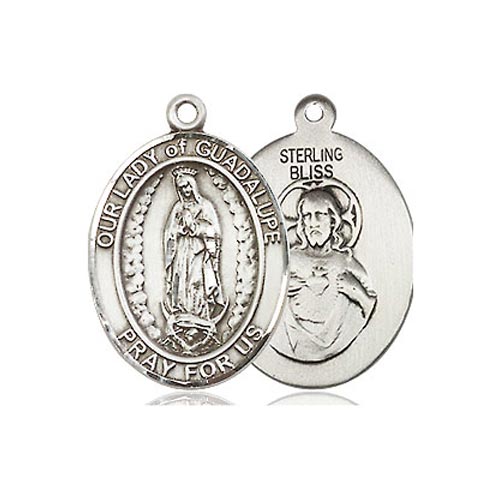 Sterling Silver Oval Our Lady of Guadalupe Medal 3/4in