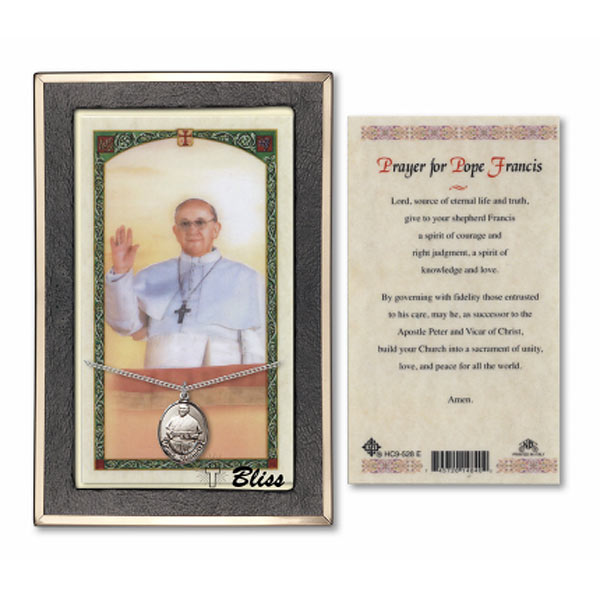 Sterling Silver Pope Francis Medal and Prayer Card
