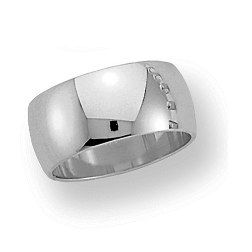 14k White Gold 10mm Oval Wedding Band
