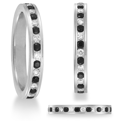 2/3 CT Black Diamond Platinum Band 3mm