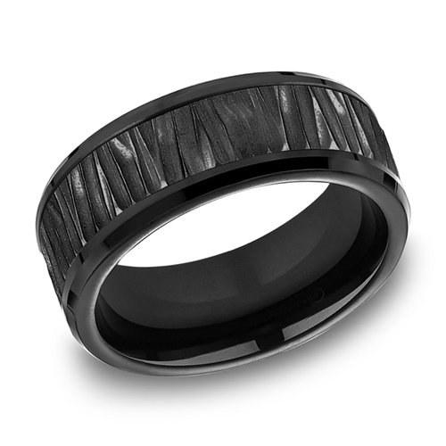 Black Titanium 8mm Bark Texture Ring
