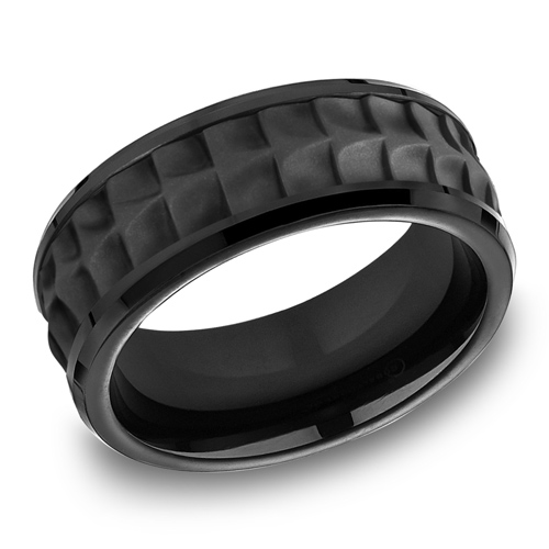 Black Titanium 8mm Crocodile Texture Ring