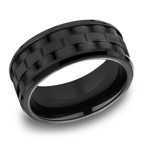 Black Titanium 8mm Micro Links Texture Ring