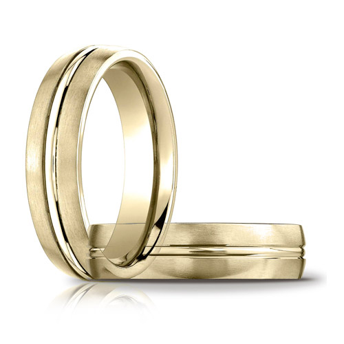 14kt Yellow Gold 6mm Satin Band with Polished Center
