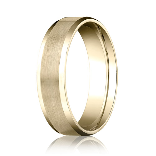 10kt Yellow Gold 6mm Comfort Fit Beveled Band with Satin Finish