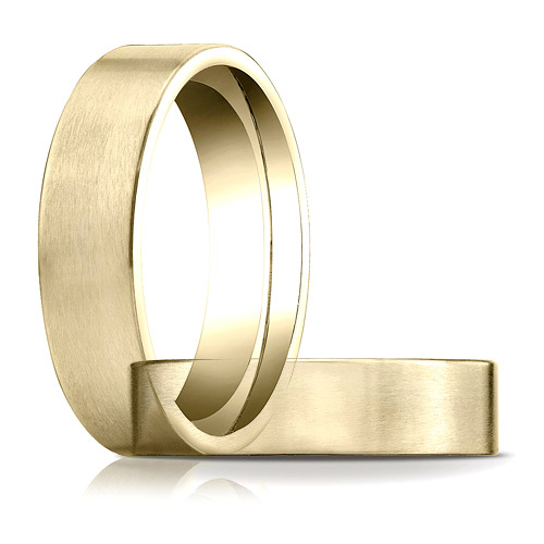 6mm Satin Flat Comfort Fit Band - 14k Yellow Gold