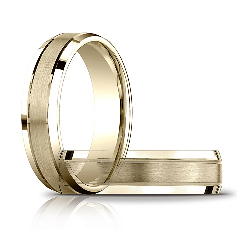  10kt Yellow Gold 6mm Satin Wedding Band with Beveled Edges