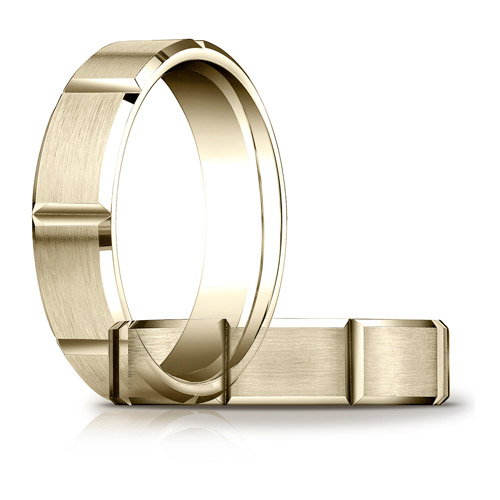 10kt Yellow Gold 6mm Satin Wedding Band with Panels