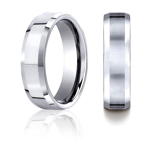 Cobalt Chrome 7mm Polished Wedding Band with Beveled Edges