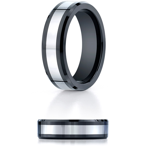 Black Ceramic and Tungsten Wedding Band 7mm