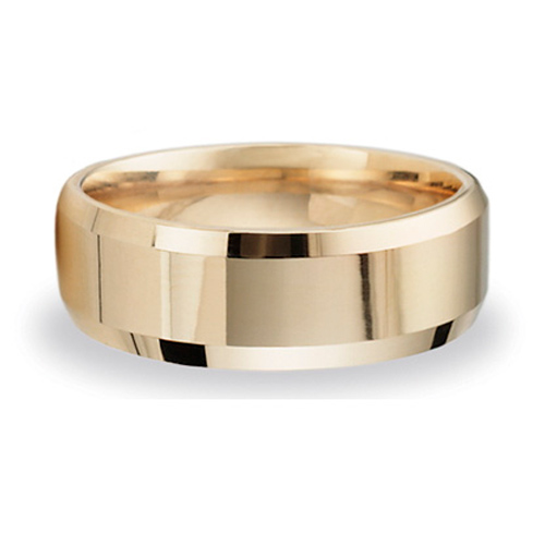 14k Yellow Gold 8mm Beveled Wedding Band