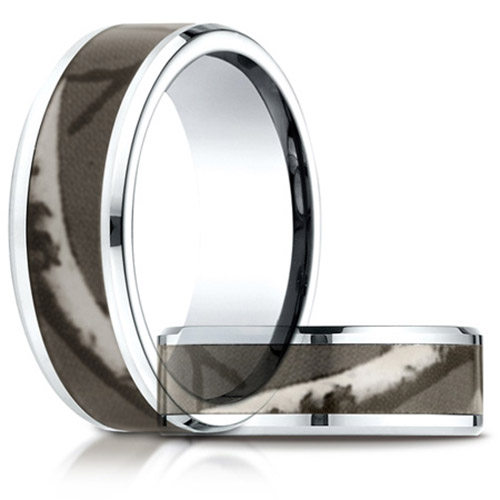 8mm Cobalt Comfort Fit Ring with Camo Inlay