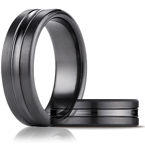 Black Titanium 7.5mm Satin-Finished Center Wedding Band