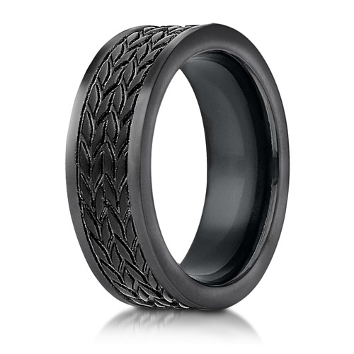 7.5mm Black Cobalt Chrome Ring with Tread Pattern
