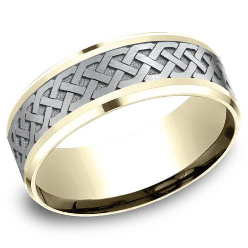 18kt Gold and Platinum 8mm Celtic Knot Wedding Band