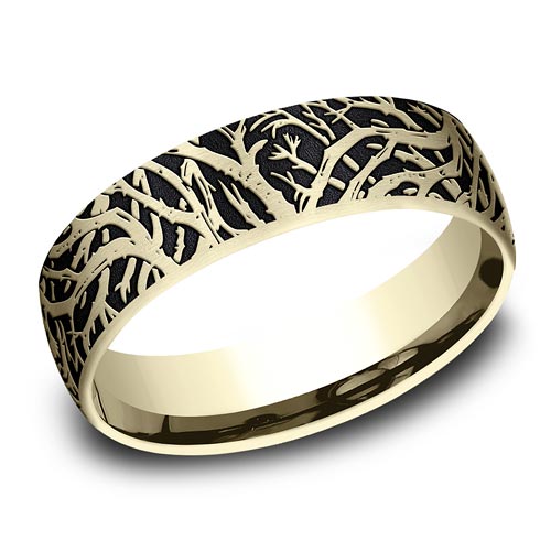 14kt Yellow Gold Enchanted Forest Wedding Band 6.5mm