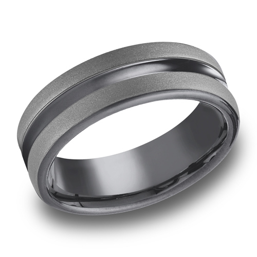 Benchmark Tantalum 6.5mm Satin Wedding Band with Grooved