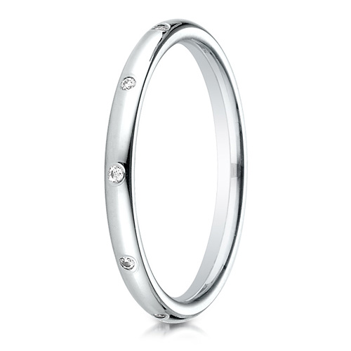 1/10 ct Diamond Interval 14kt White Gold 2mm Wedding Band