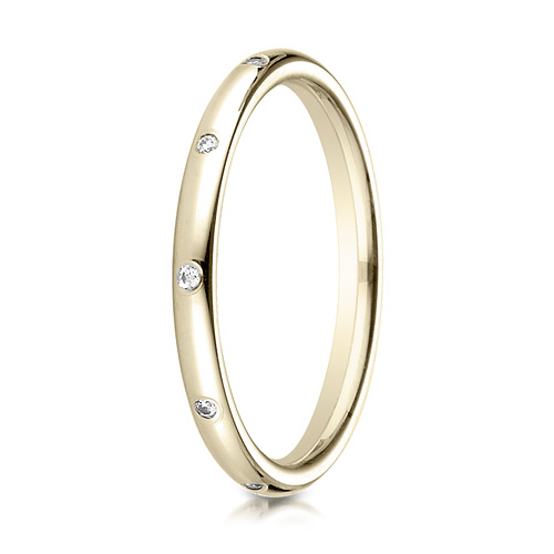 14kt Yellow Gold 1/10 ct Diamond Interval 2mm Wedding Band