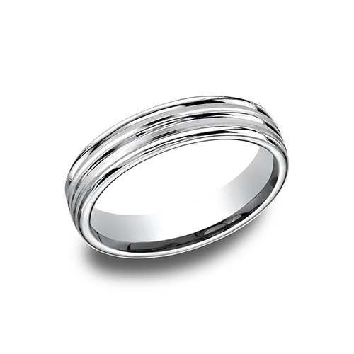 4mm Comfort Fit Platinum Band with Grooves