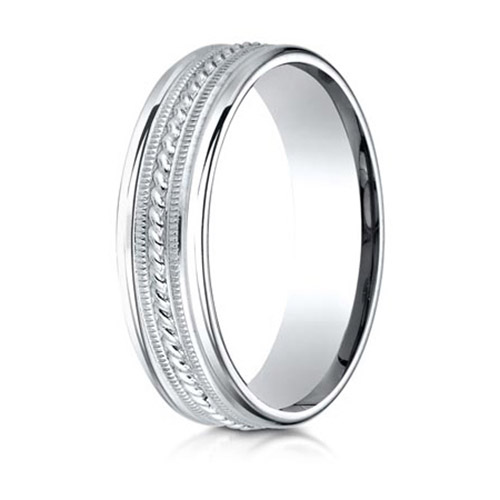 Platinum 6mm Wedding Band with Braided Center