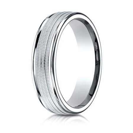 Platinum 6mm Wedding Band with Heavy Milgrain