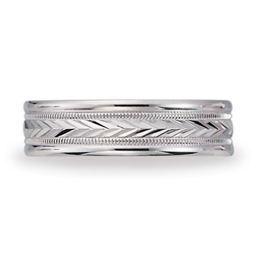 14k White Gold 6mm Woven Wedding Band