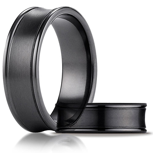 Black Titanium 7.5mm Concave Wedding Band Round Edges