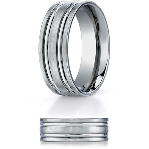 8mm Titanium Wedding Band with Polished Grooves