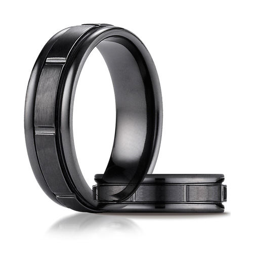 Black Titanium 7mm Comfort-Fit Satin-Finished Round Edge Ring