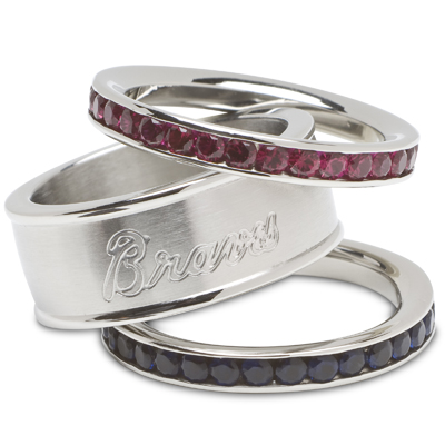 Atlanta Braves Team Logo Crystal Stacked Ring Set
