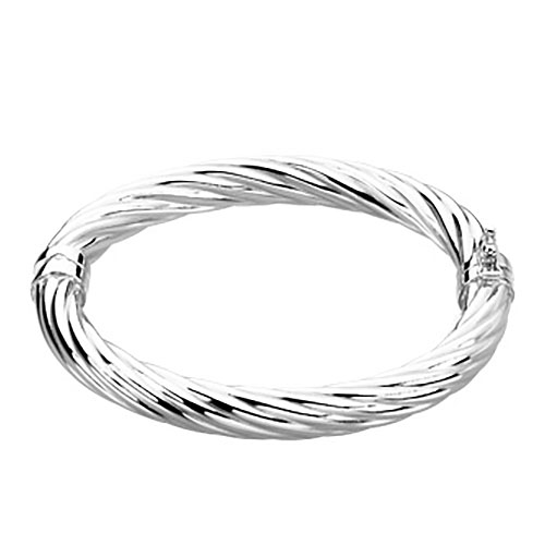 Sterling Silver Hinged Bangle Bracelet with Woven Texture 7in