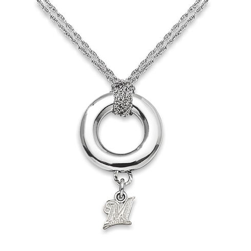 Sterling Silver 16in Milwaukee Brewers Halo Necklace