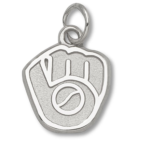 Sterling Silver 1/2in Milwaukee Brewers Glove Charm