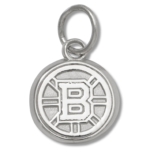 Boston Bruins Round Pendant 3/8in Sterling Silver