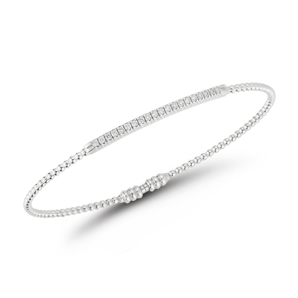 18k White Gold .25 ct tw Diamond Bar Bangle Bracelet with Magnetic Clasp